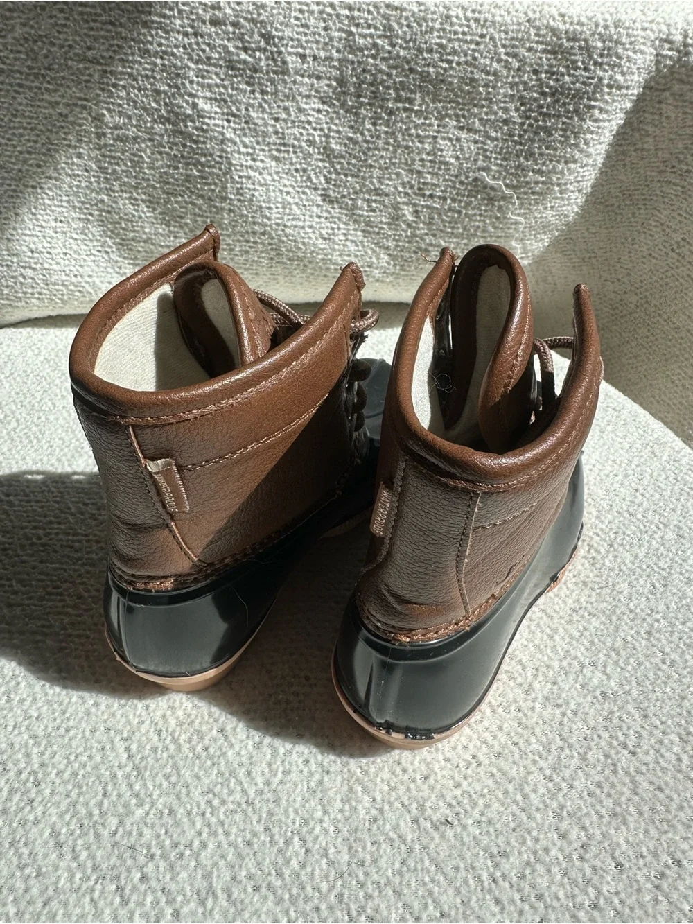 JBU Kids Brown and Black Lace-Up Waterproof Duck Boots